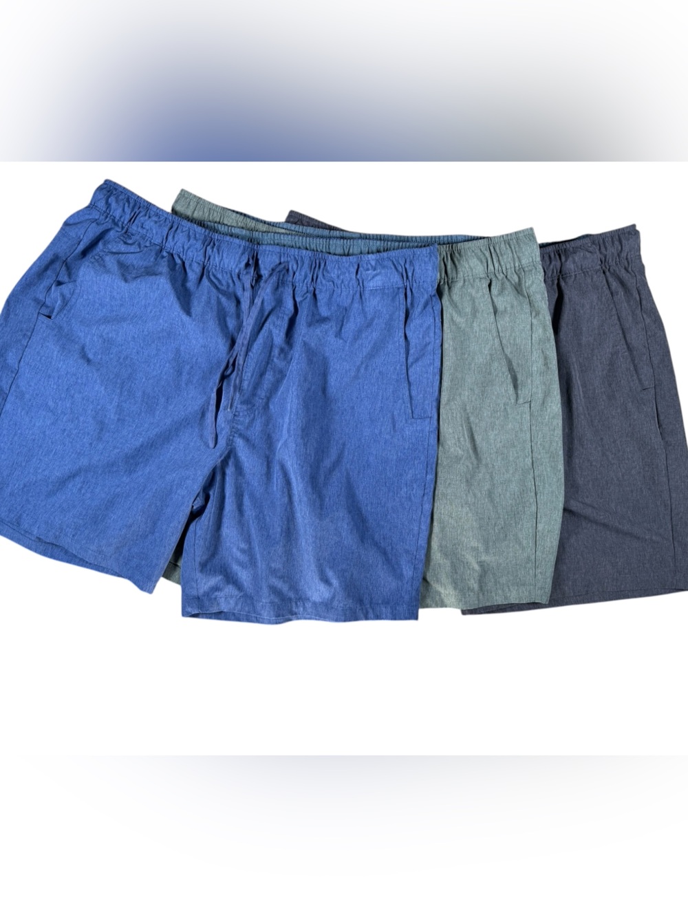 Eddie Bauer UPF 50+ Stretch Pull-On Shorts 3 Pack Men’s XXL Blue Green Gray